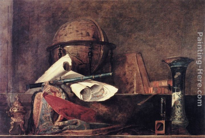 The Attributes of Science painting - Jean Baptiste Simeon Chardin The Attributes of Science art painting